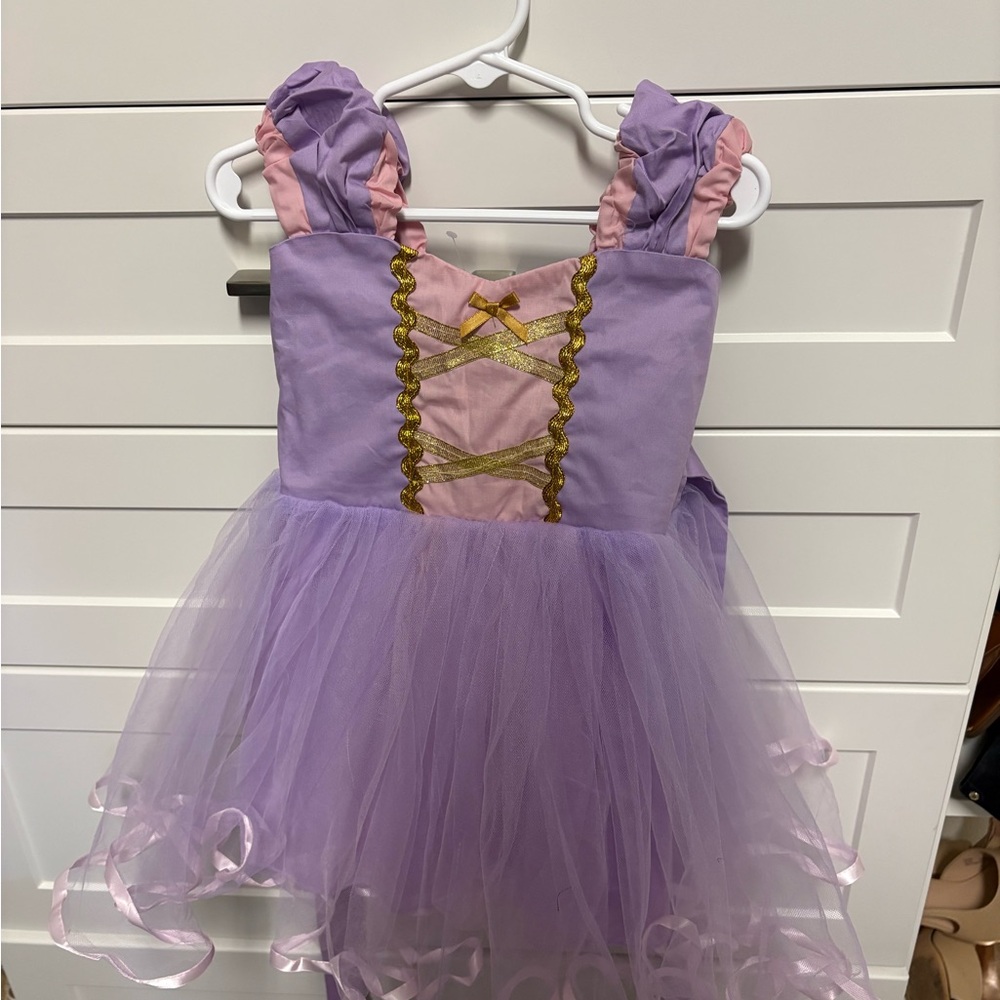 Purple and Pink Formal Dress with Tulle Skirt and Gold Accents